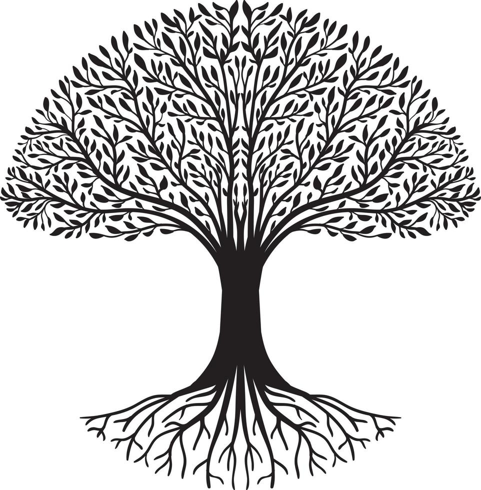 silueta de árbol en negro vector