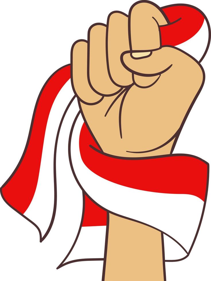 bandera indonesia con pose de mano vector