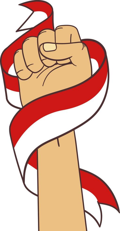 Indonesian Flag with Hand Pose vector