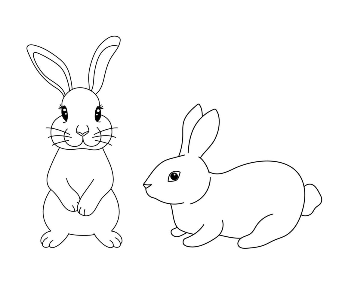 Cute rabbit in different poses. Vector illustration lovely bunny in ...