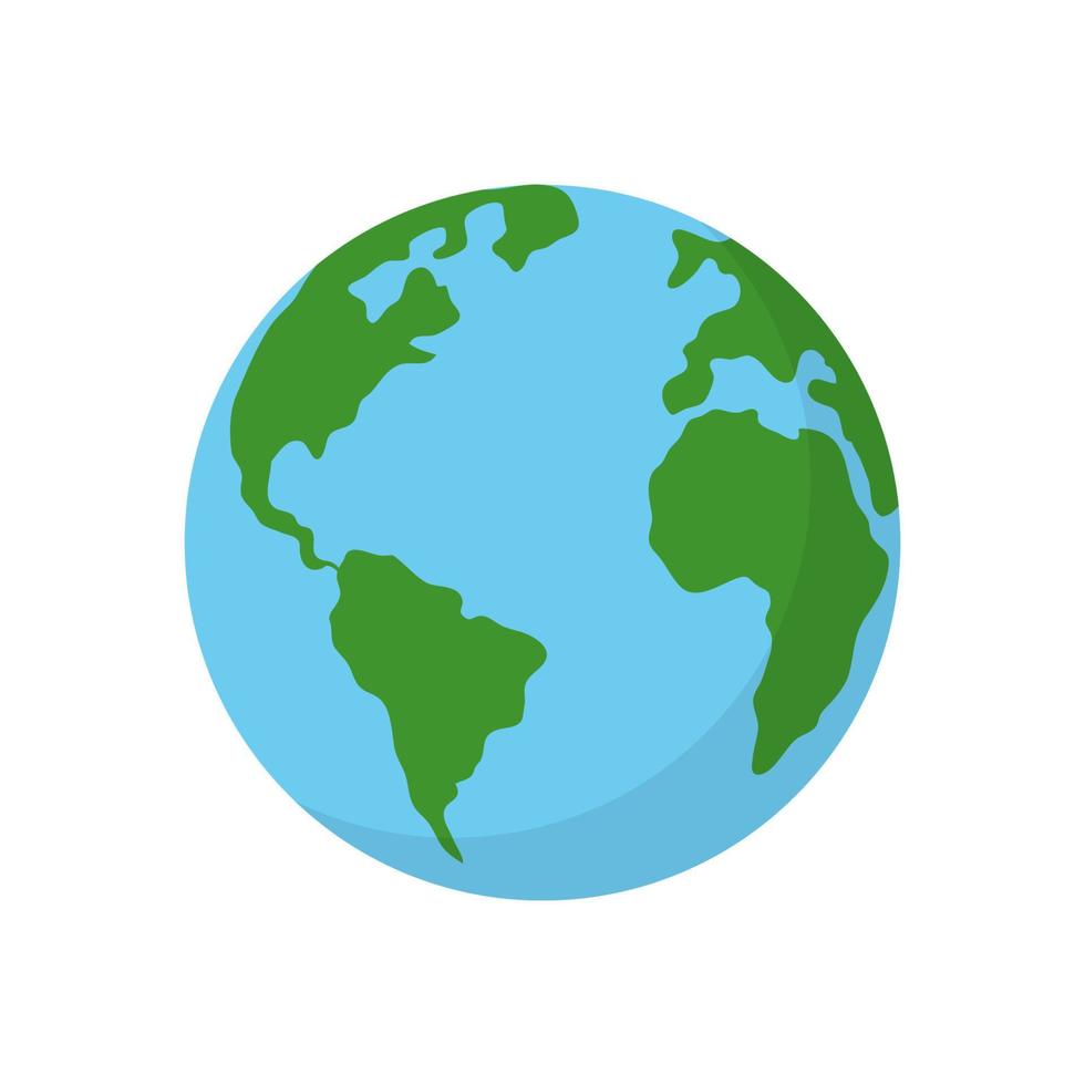 Earth planet isolated on white background. Flat global Earth icon. Vector simple illustration of eco environment