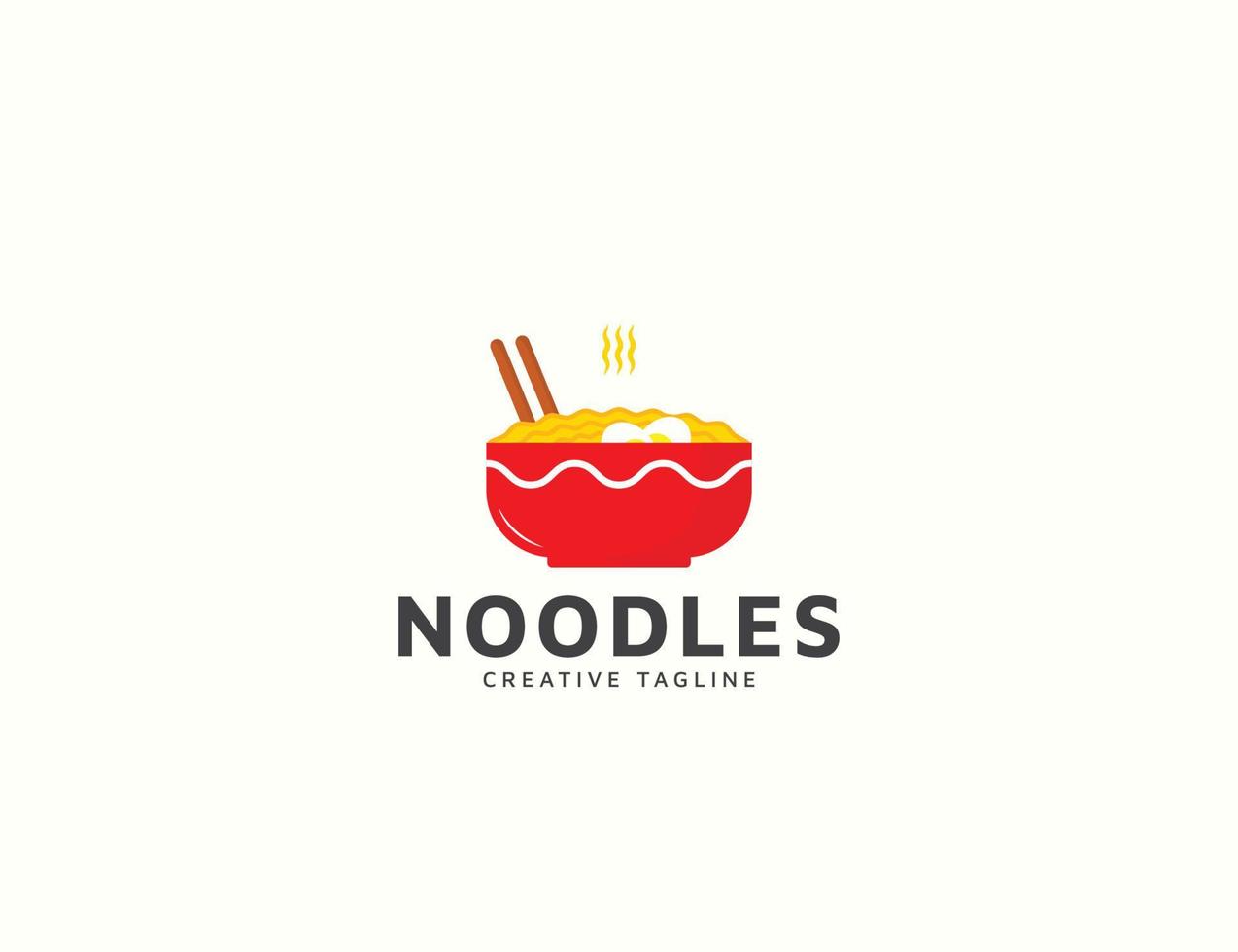 Red bowl with noodles logo design vector