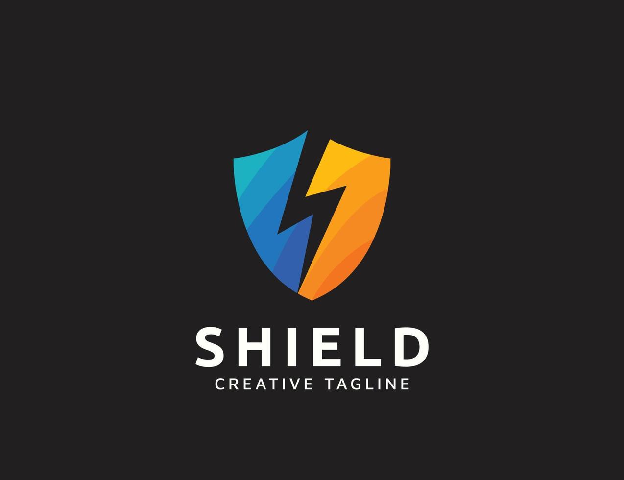 Shield logo with lightning design vector