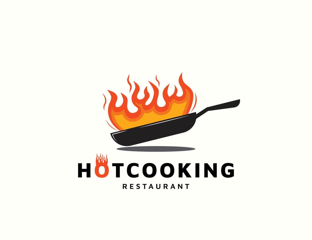 Cook logo with fire design vector