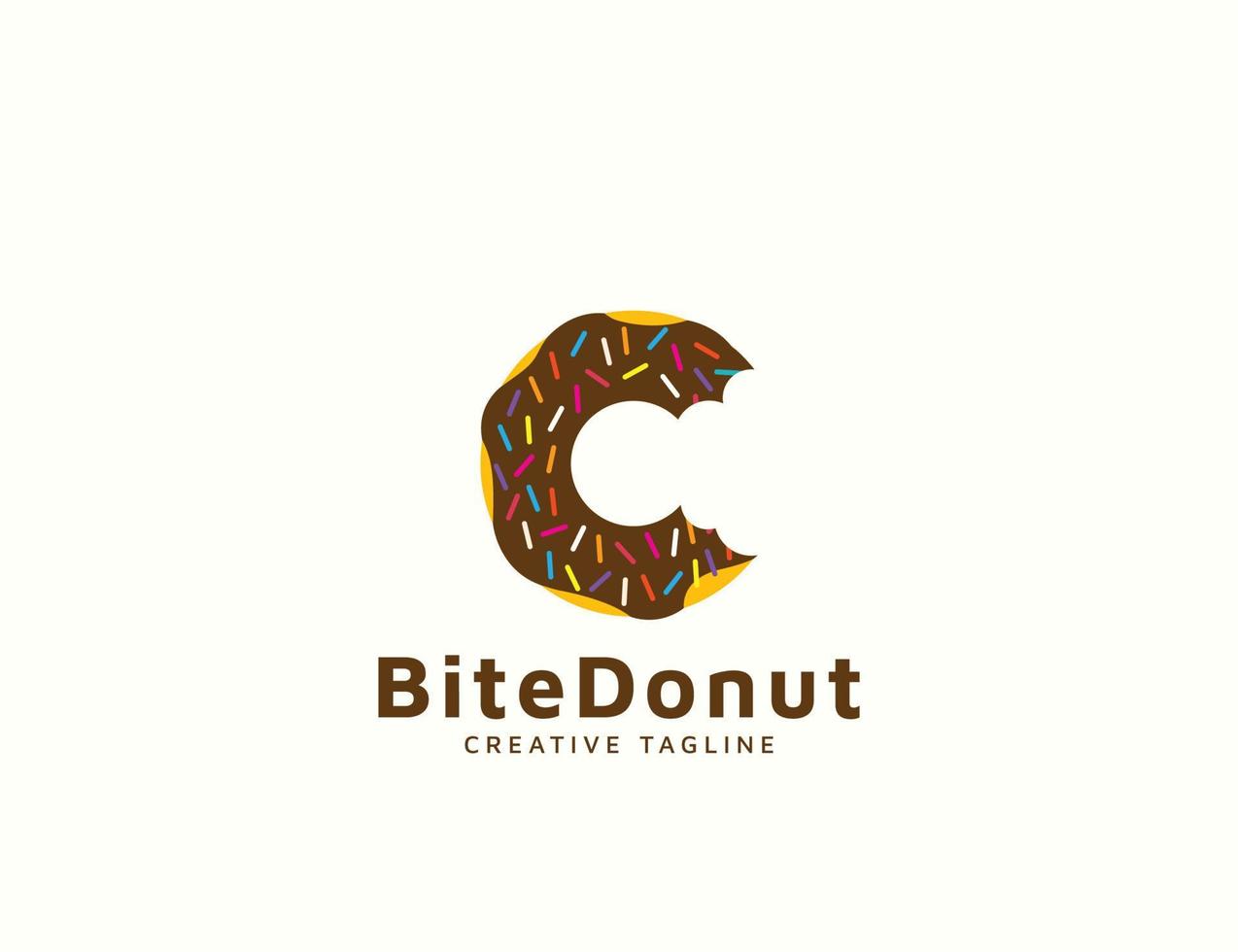 Delicious donut logo letter c design vector