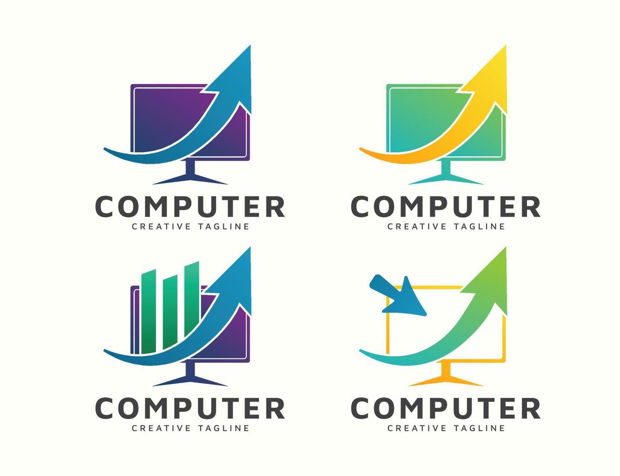 Computer logo design collection vector