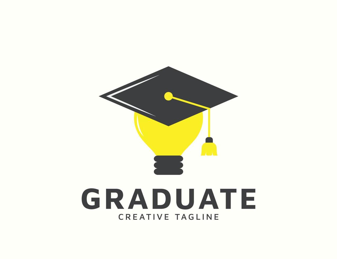 Lamp logo with graduation cap design vector