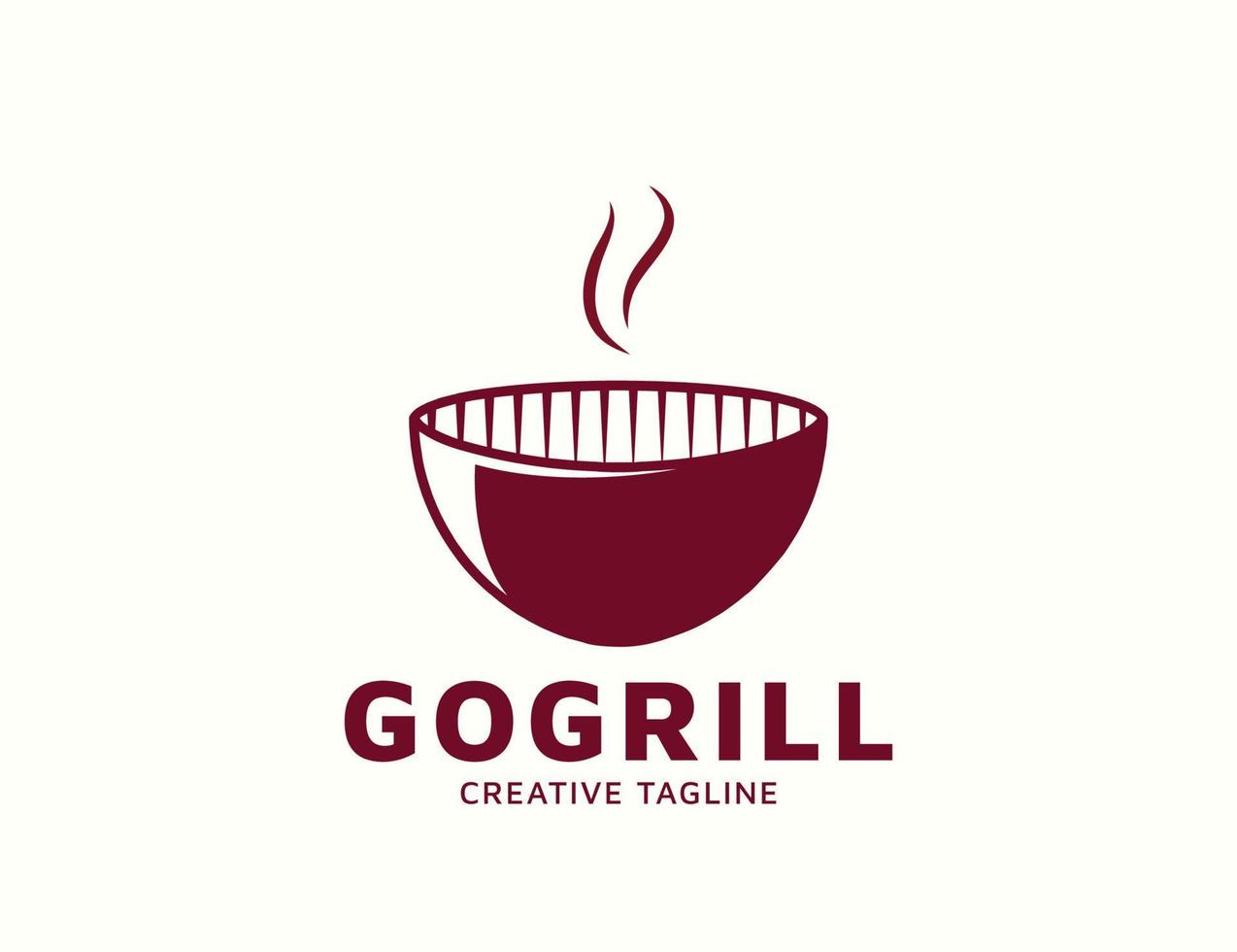 Flat grill logo design template vector