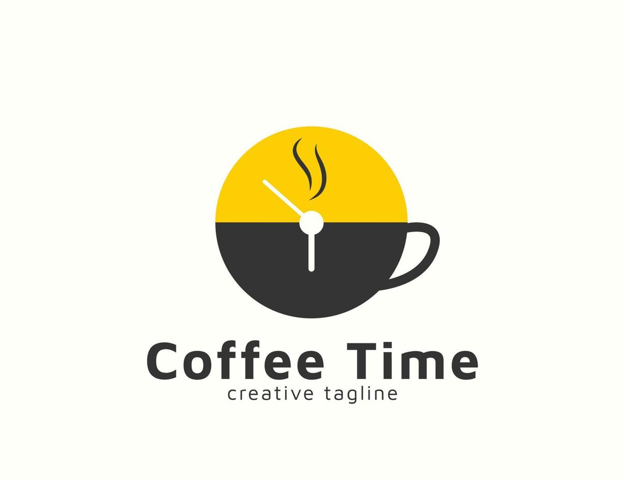 logotipo de la hora del café con diseño de manecilla de la hora vector