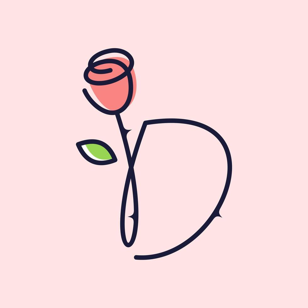 flor rosa inicial d vector