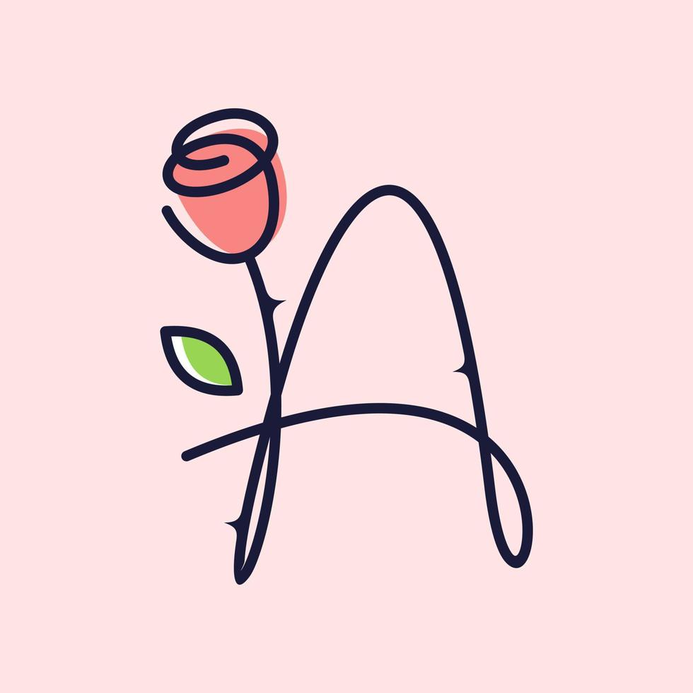 Initial A Rose Flower vector