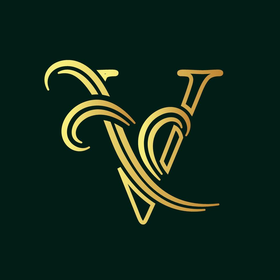 Elegant Initial V Line vector