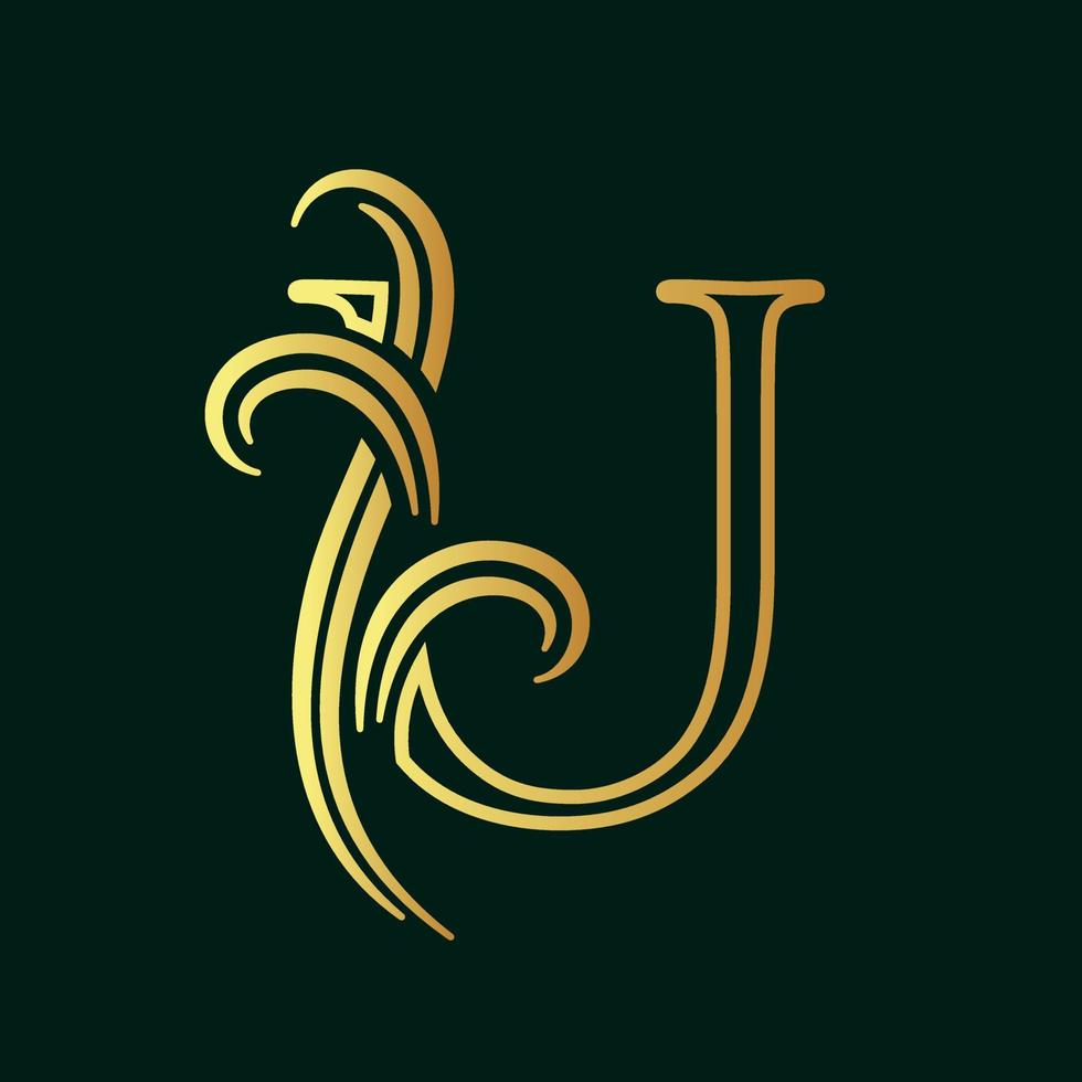 Elegant Initial U Line vector