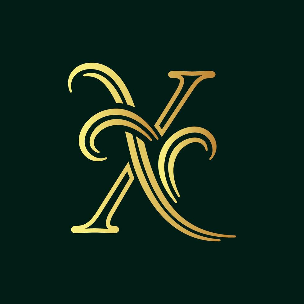 Elegant Initial X Line vector