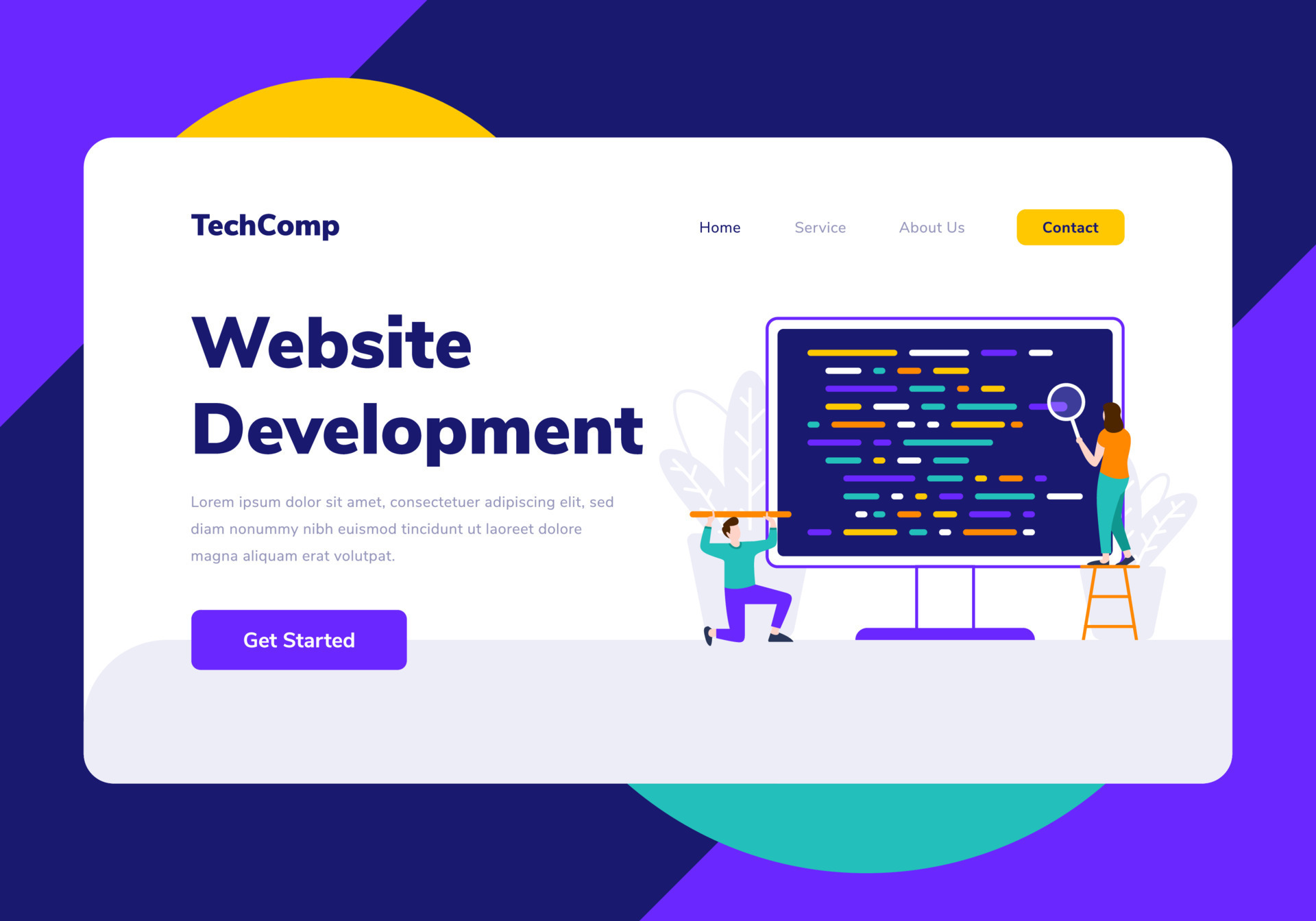 Landing Page People Development Website Programming Vector Illustration ...