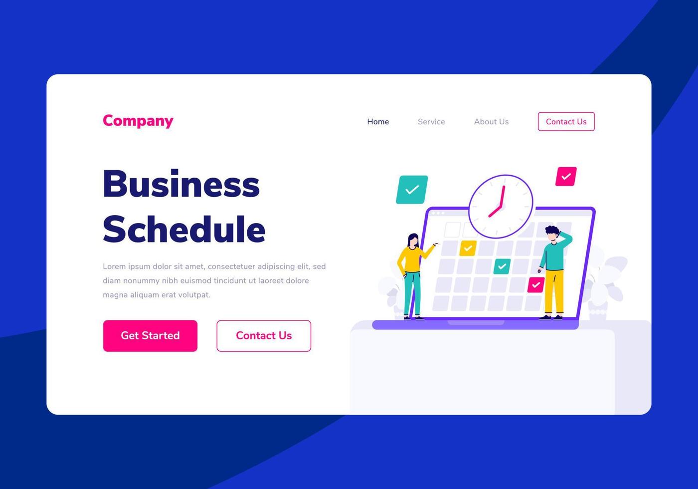 Template Landing Page People Business Schedule Vector Flat Illustration