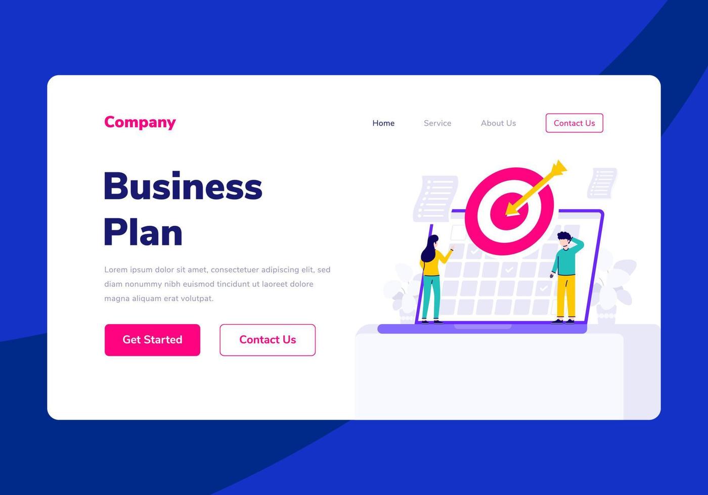 Template Landing Page People Business Plan Vector Flat Illustration