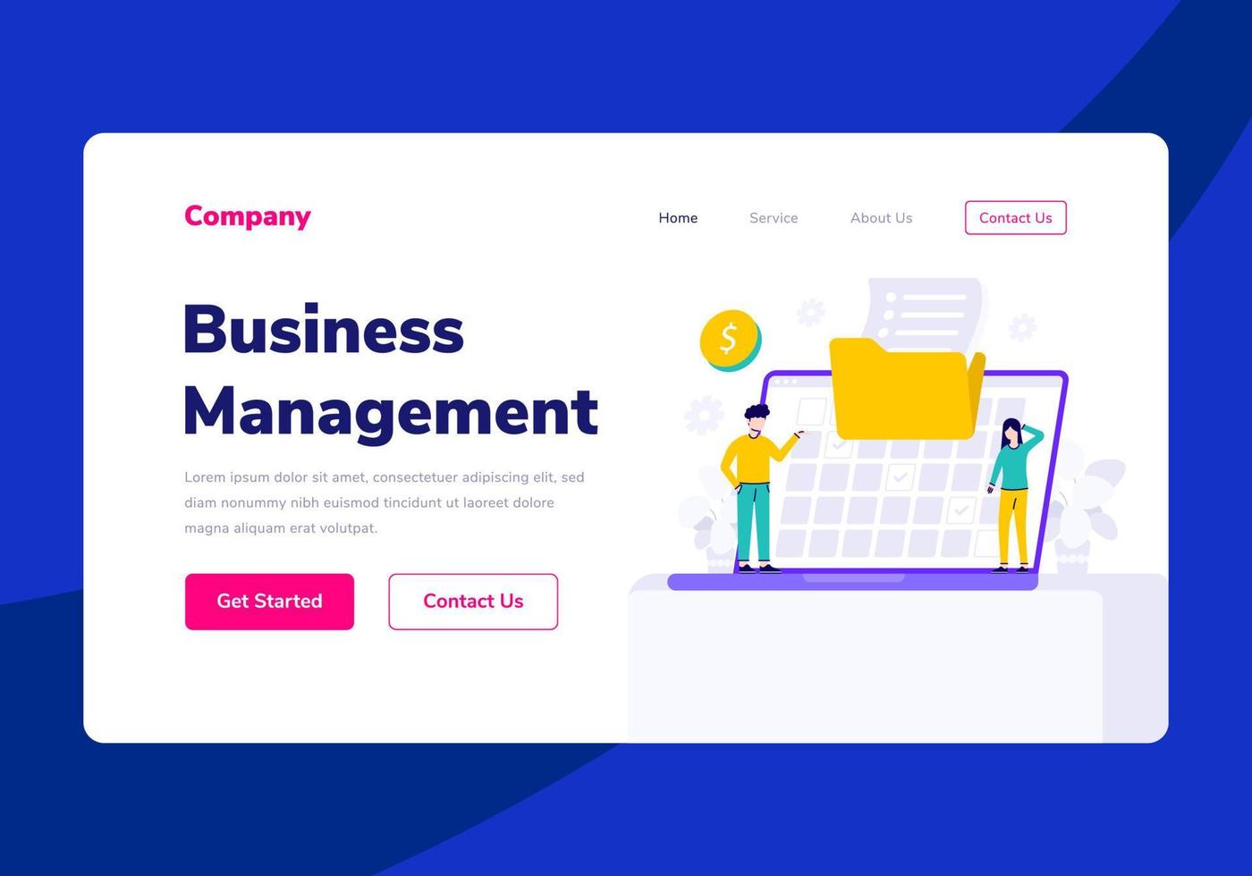 Template Landing Page People Business Management Vector Flat Illustration