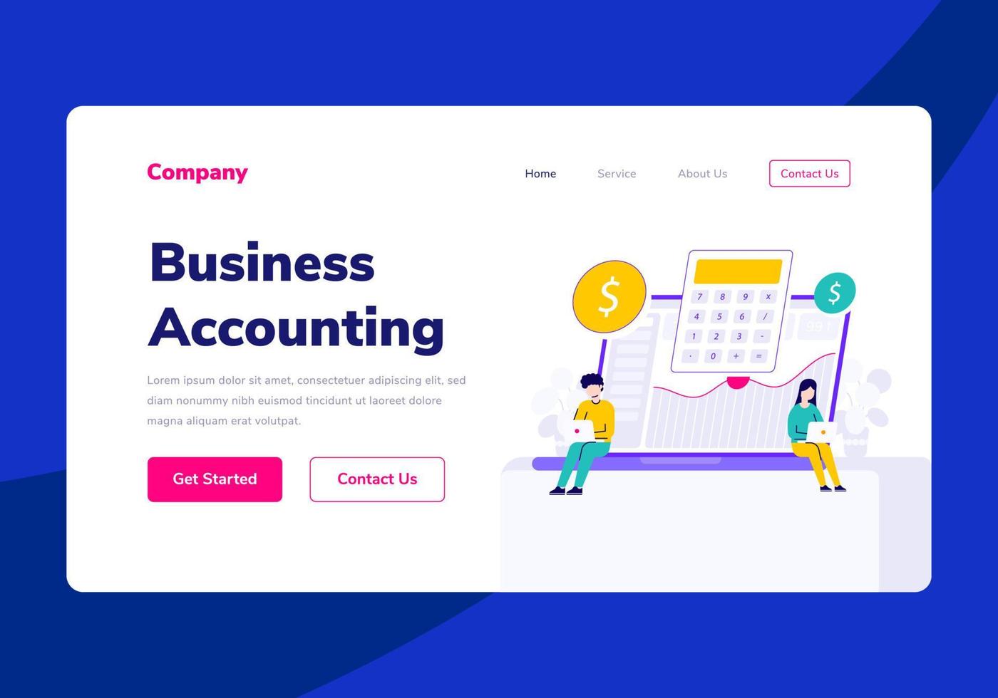 Template Landing Page People Business Accounting Vector Flat Illustration