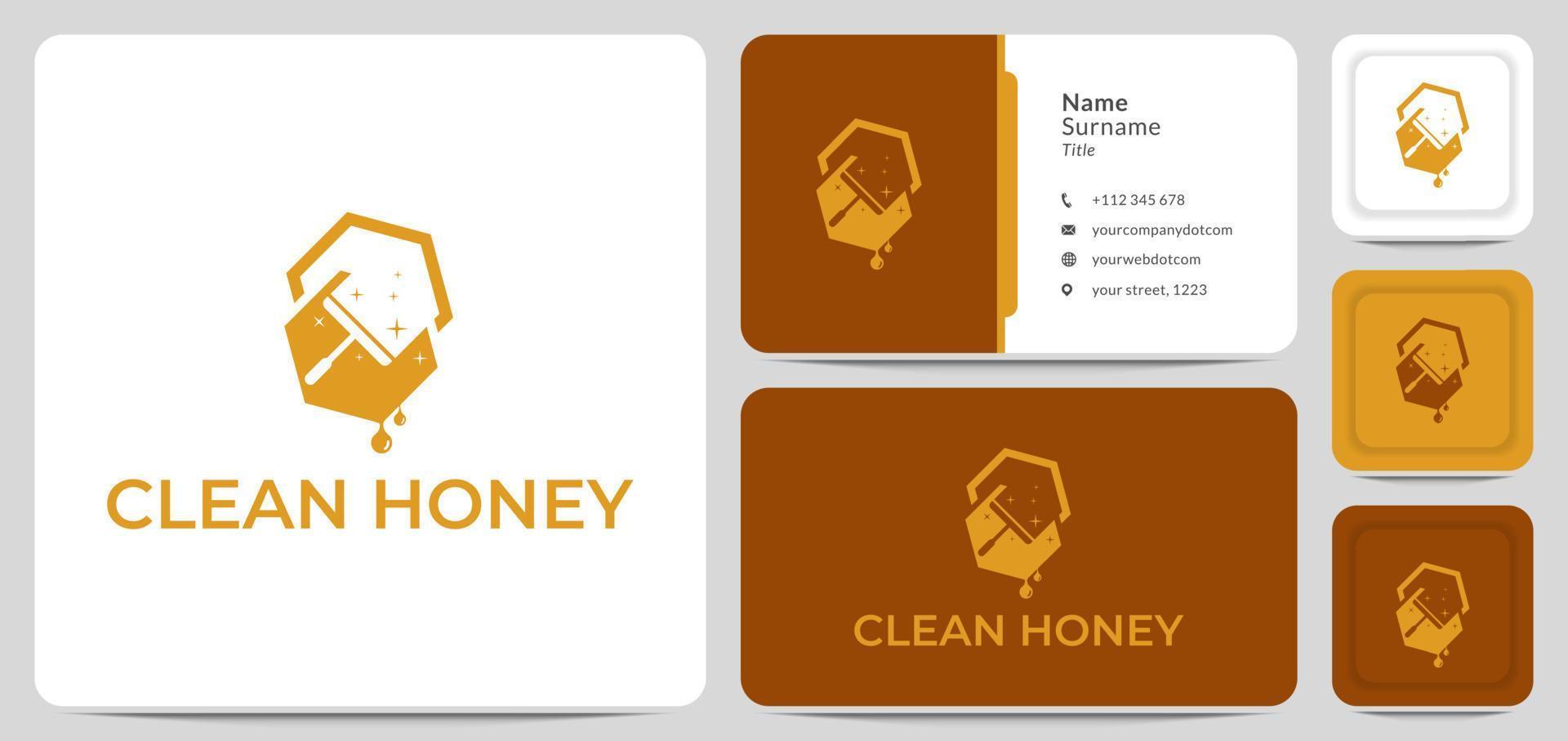 diseño de logotipo abeja limpia, miel, símbolo, vector. para herramientas y técnicas de limpieza natural. vector