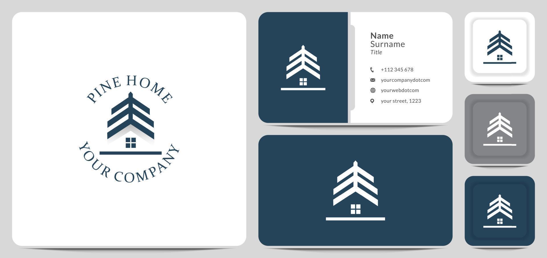 logo design pine tree home, house, forest, tree, icon vector symbol.