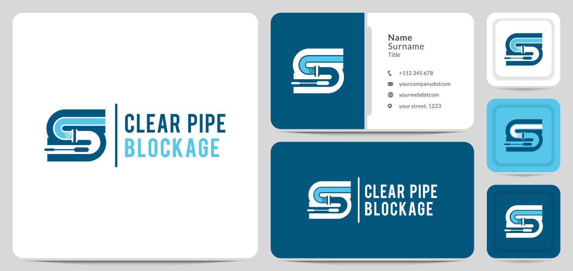 logo design clear pipe blockage, plumbing, service, fix, maintenance