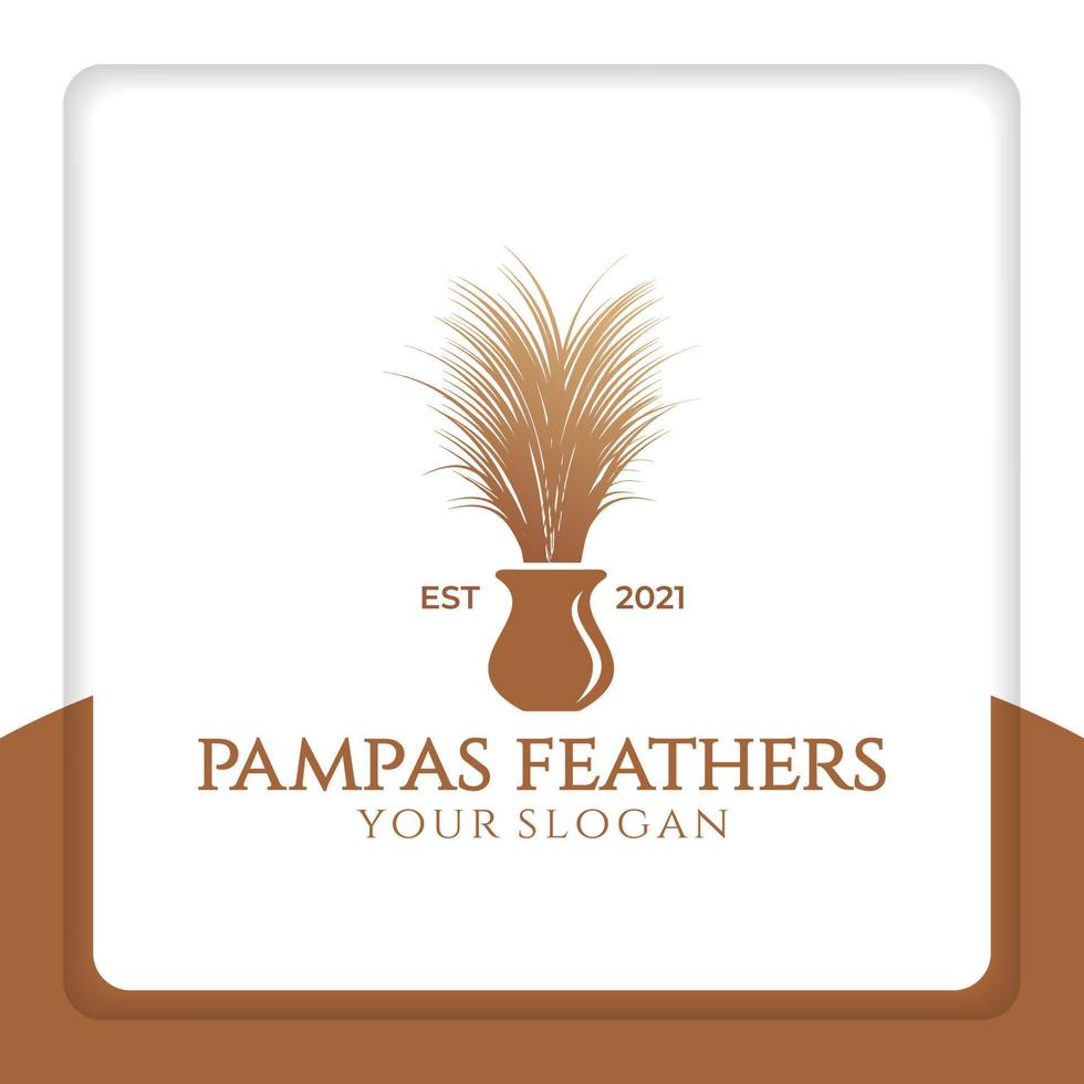Vector de diseño de logotipo de plumas de pampa. para decoración, interior y boda