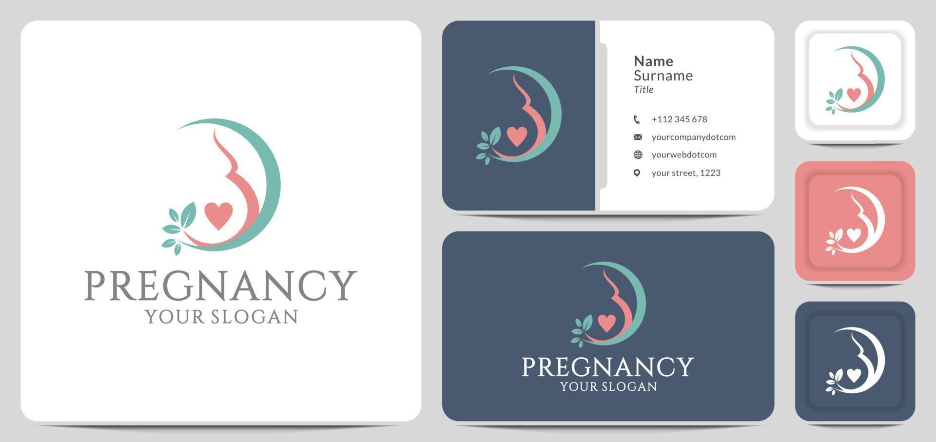 pregnancy with leaf logo design vector