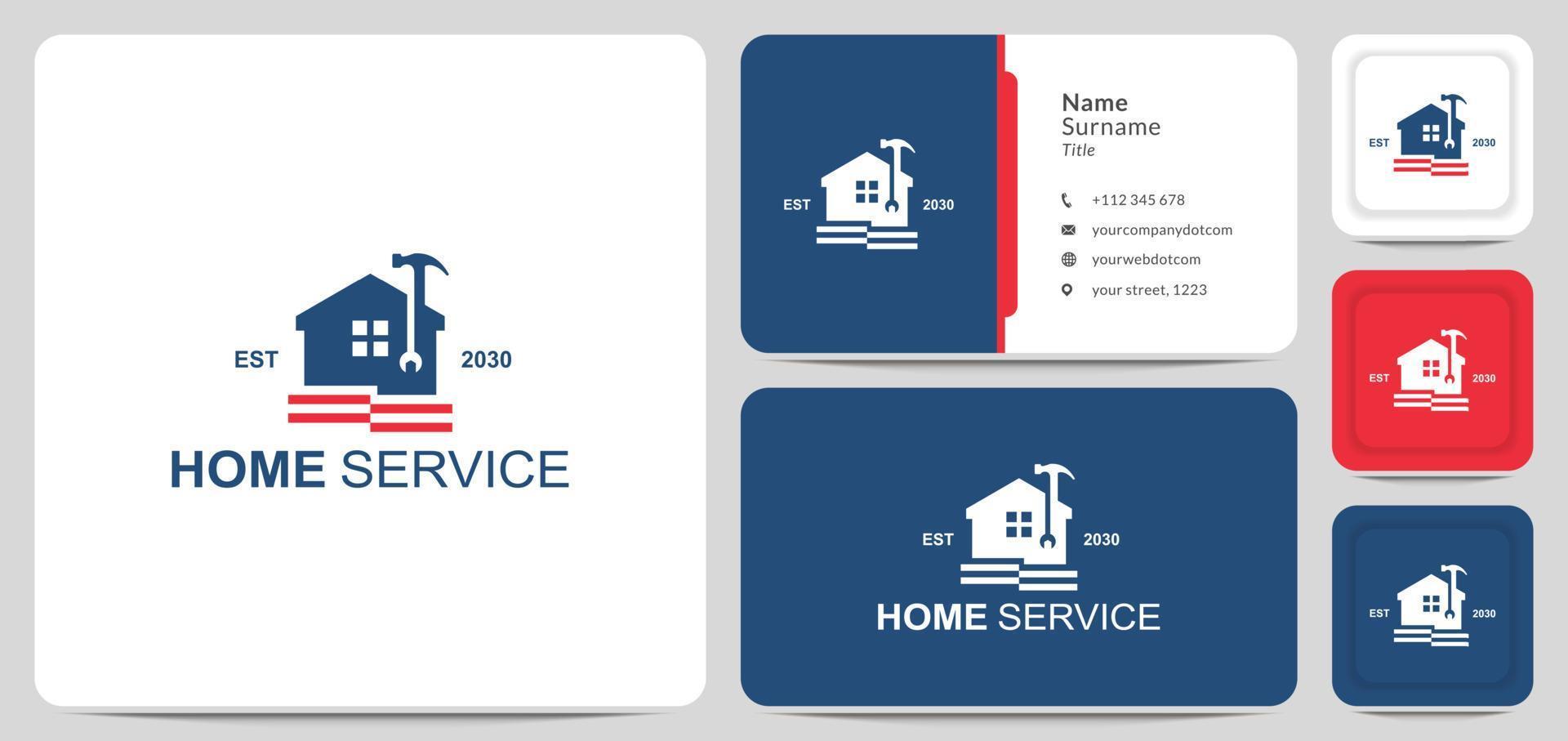 logo design home service, repair, hammer, wrench for business is a home renovation company. vector