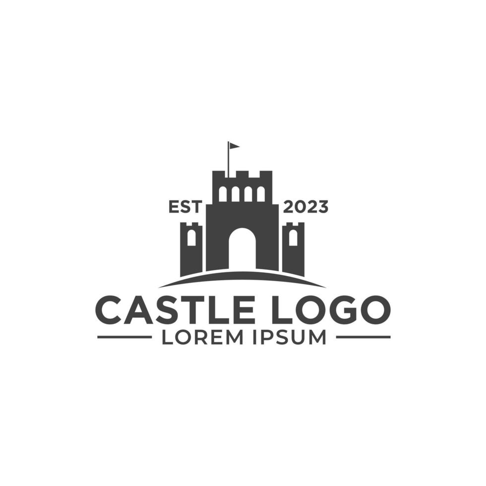 diseño del logotipo del castillo, palacio, fortaleza, símbolo vectorial vector