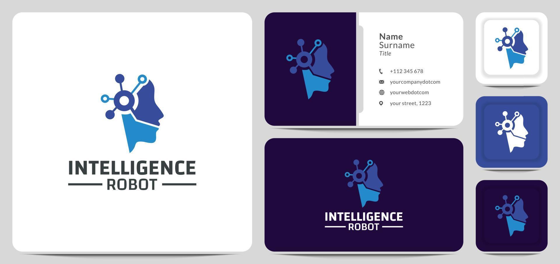 head robot logo design vector, intelligence, brain, circuit, digital vector