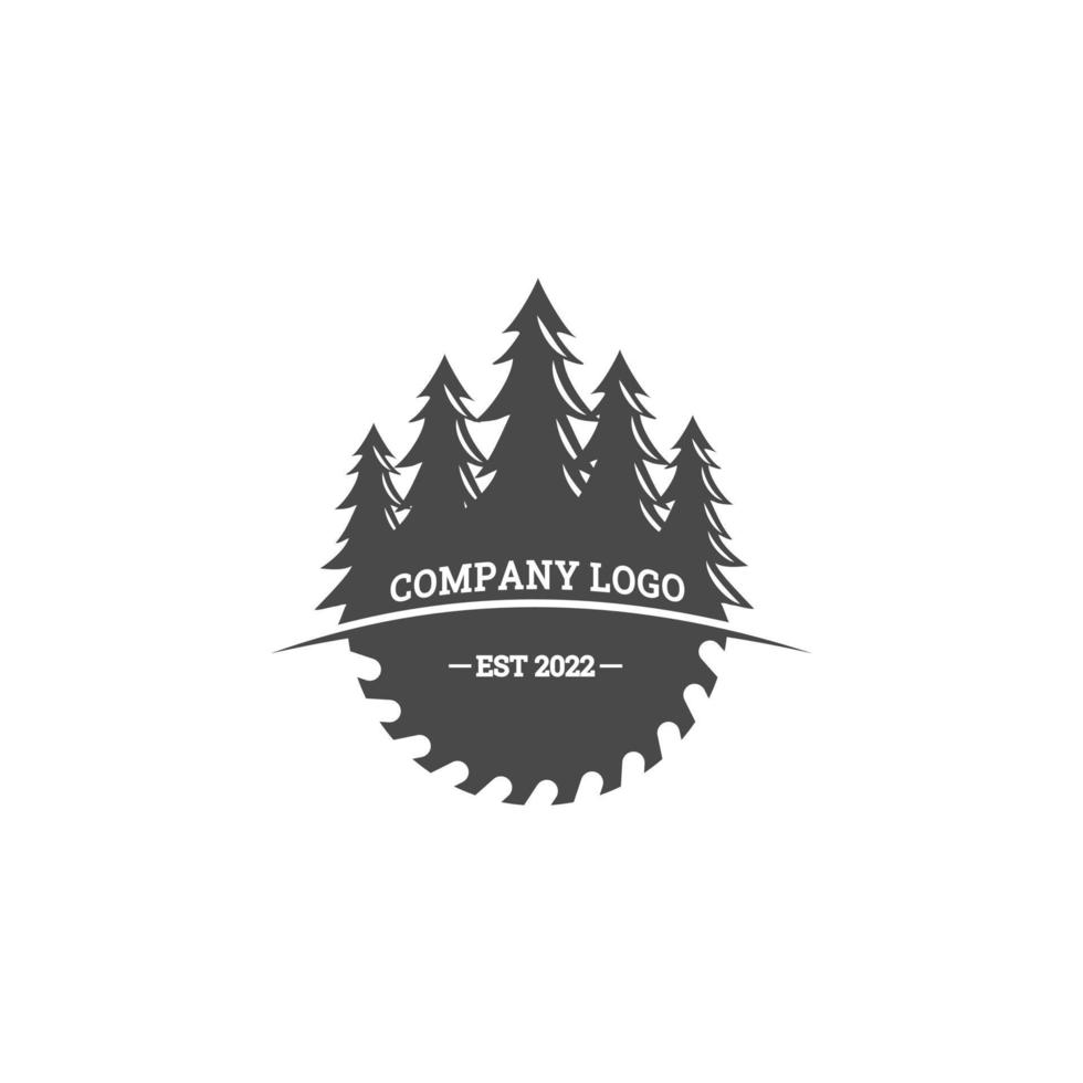 woodworking logo design, pine tree, grinder, blade for or carpentry vector