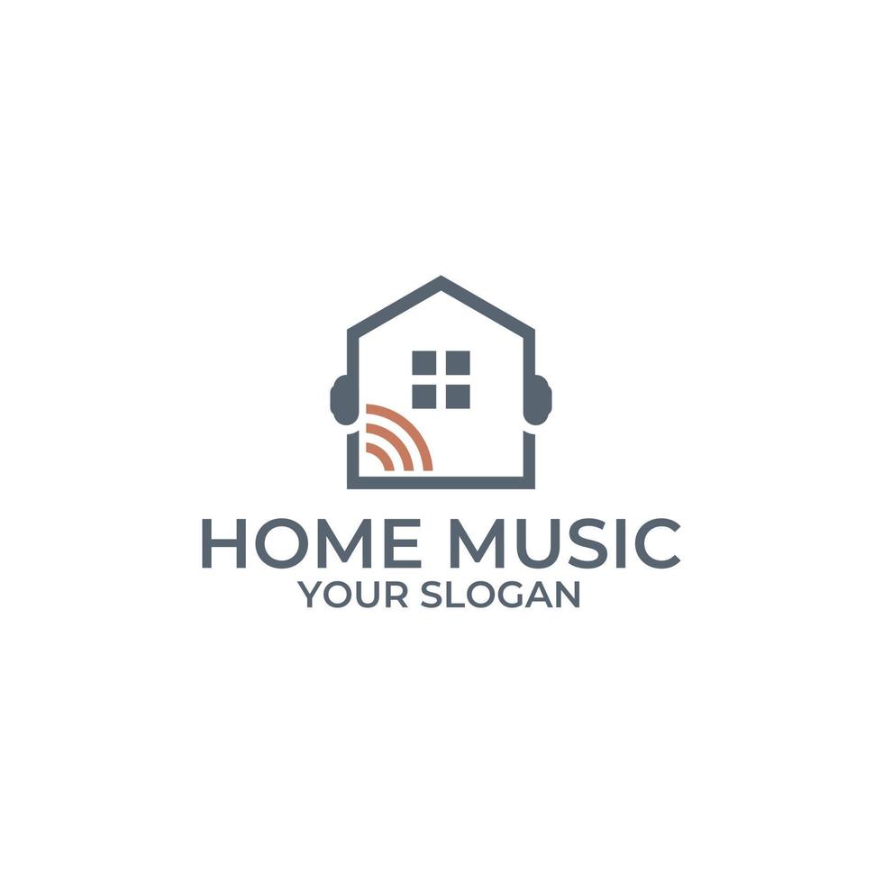 logotipo de casa de música simple, plantilla de vector de diseño de logotipo de estudio de música
