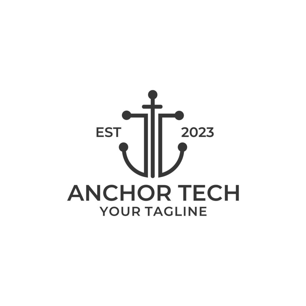 data anchor logo design, technology, connect, vector