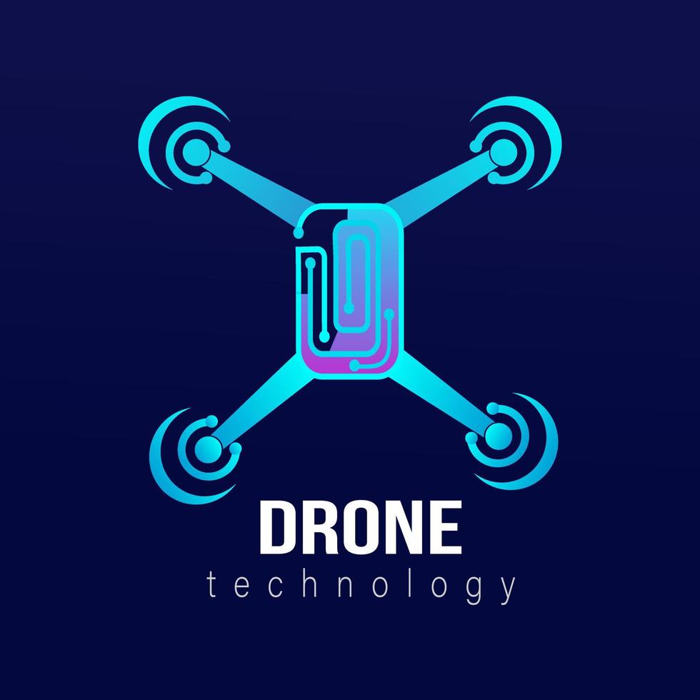 logotipo de tecnología de drones, combinado en un diseño de logotipo, punto de conexión de tecnología y drones, icono de logotipo de vector de tipo cruzado abstracto, logotipo de tecnología de drones