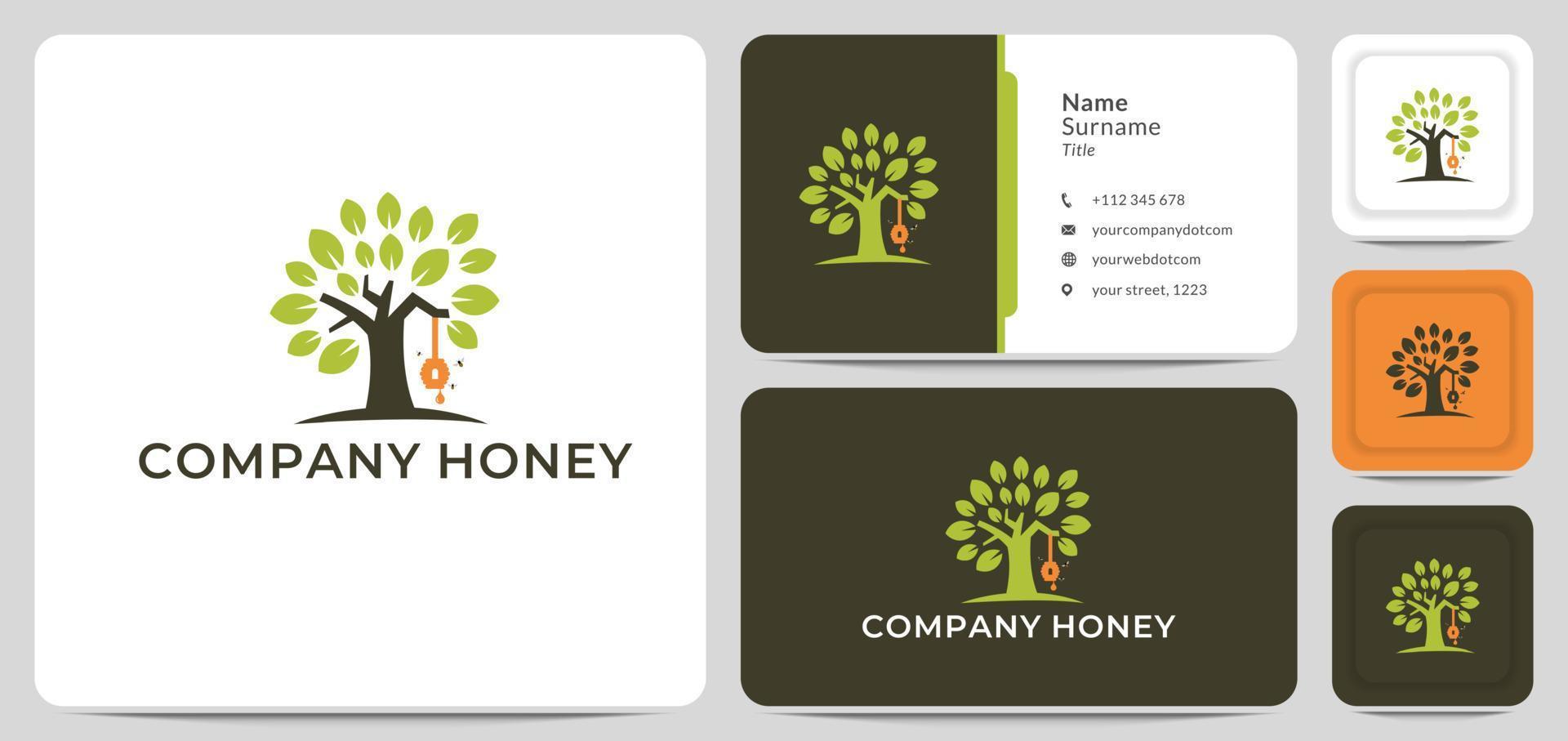 bee house logo hanging on a tree symbol vector. for beekeeper vector