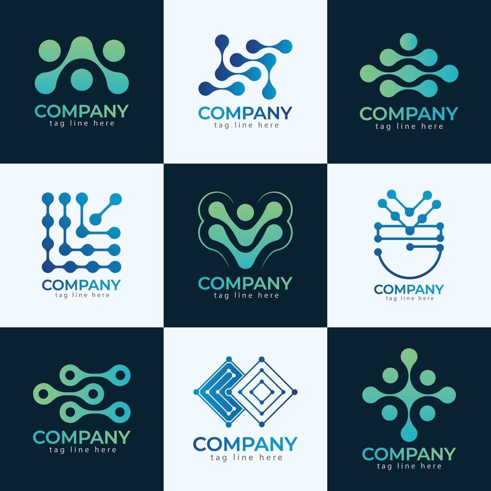 colección de logotipos de tecnología única, alta calidad y vector libre, y diseño de logotipo colorido degradado.