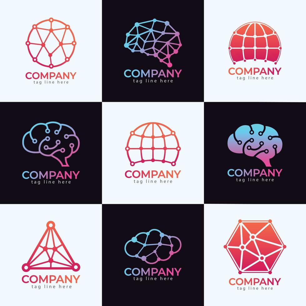 colección de logotipos de estilo minimalista de tecnología creativa, calidad superior y vector gratuito y logotipo colorido degradado, y concepto.