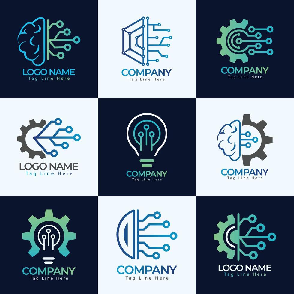 increíble colección de logotipos de tecnología creativa, calidad superior y vector libre y diseño de logotipo colorido.