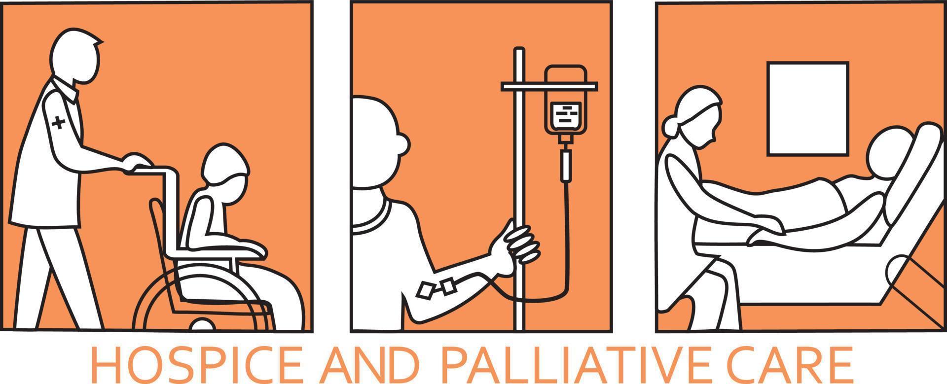 Hospice and palliative care icon. Palliative help. Informative Poster Inscription Palliative Care Flat. Outline pictogram for web page, mobile app, promo. vector