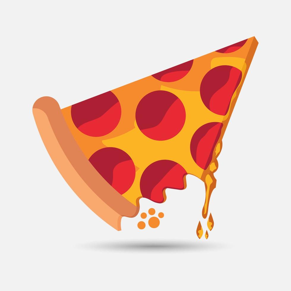 A slice of pizza with bite marks on the edges vector