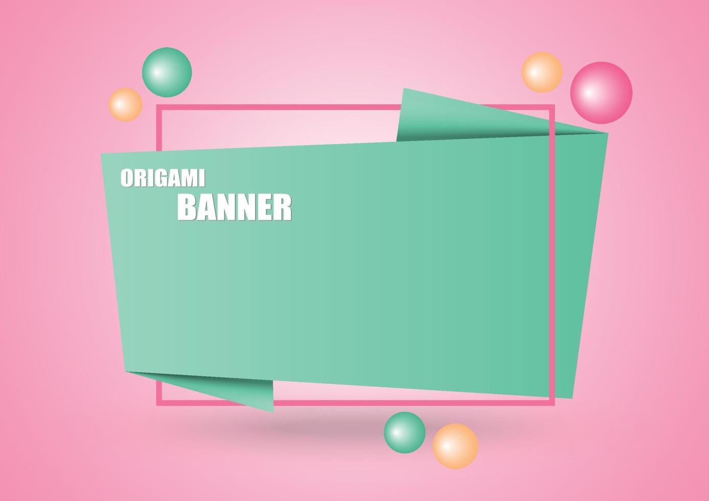 Abstract Origami Banner Aqua Menthe Green ,pink background Vector Desing
