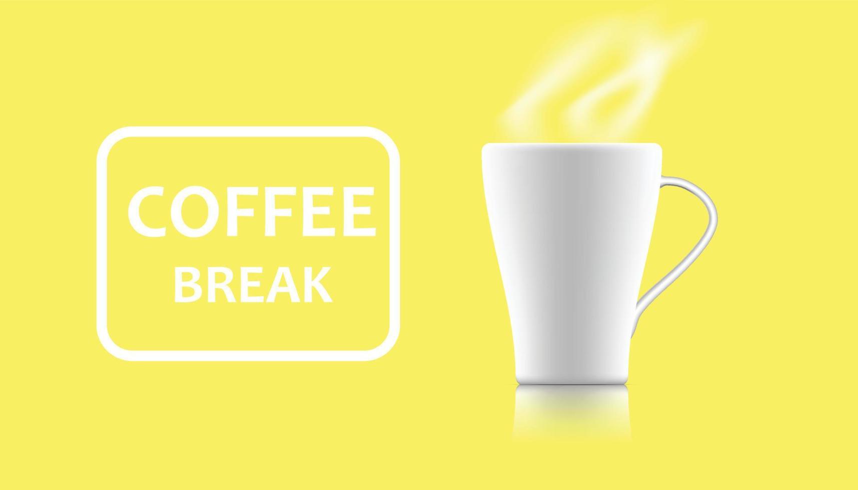 Coffee mugs on a yellow background, coffee cup vector