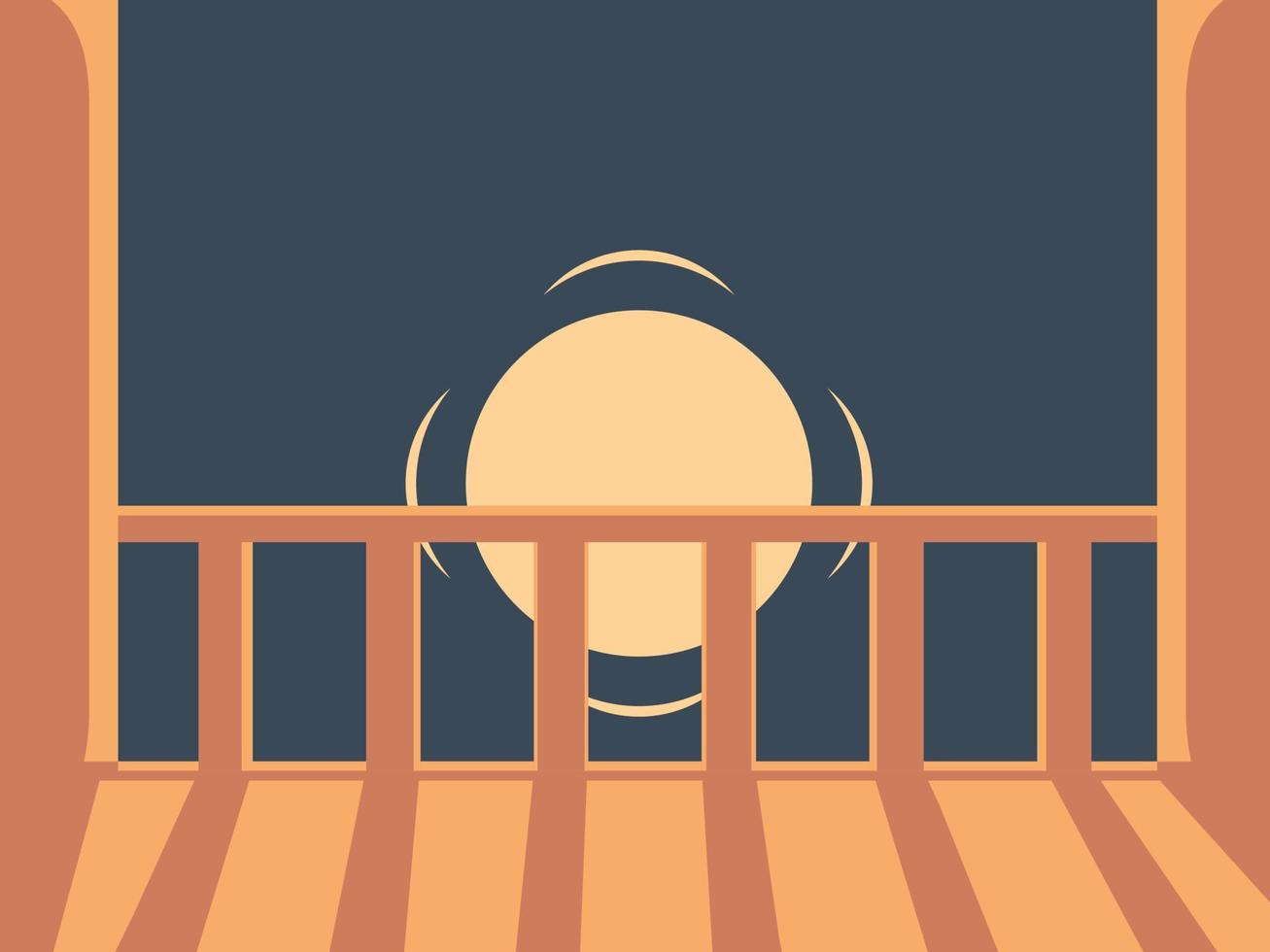 balcony in the moonlight at night vector