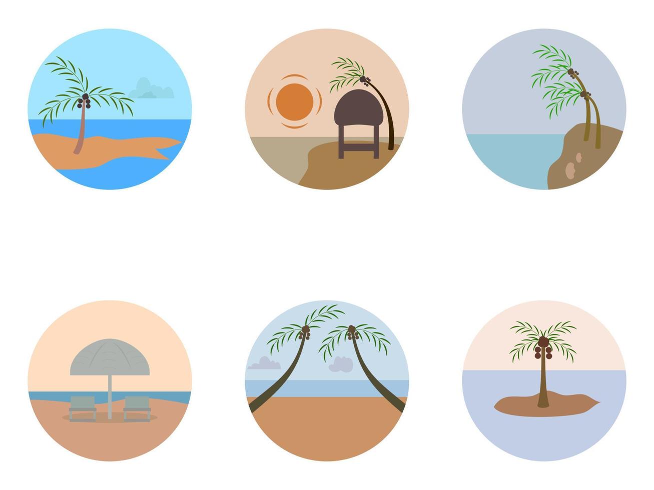 set of various scenery on the beach vector