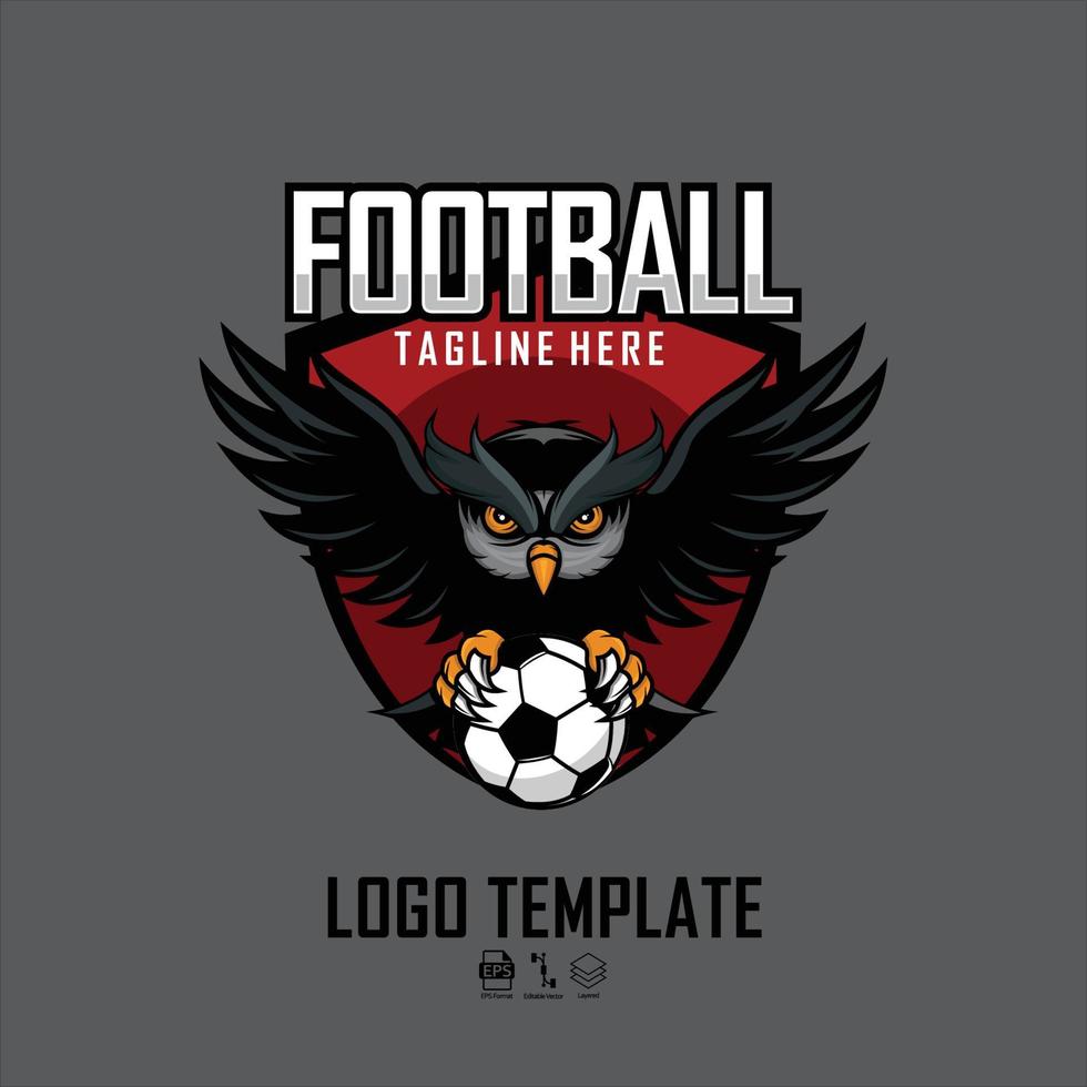 OWL FOOT BALL LOGO TEMPLATE WITH A GRAY BACKGROUND vector