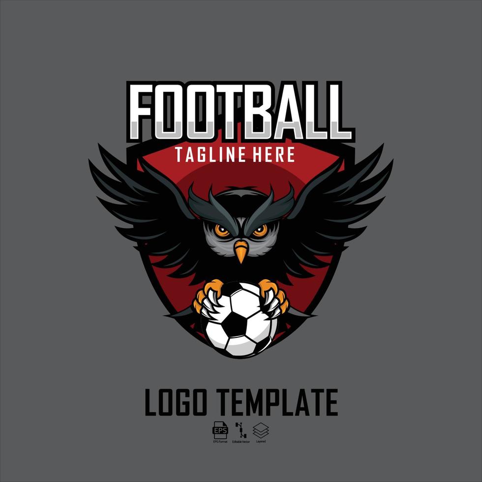 OWL FOOT BALL LOGO TEMPLATE WITH A GRAY BACKGROUND vector