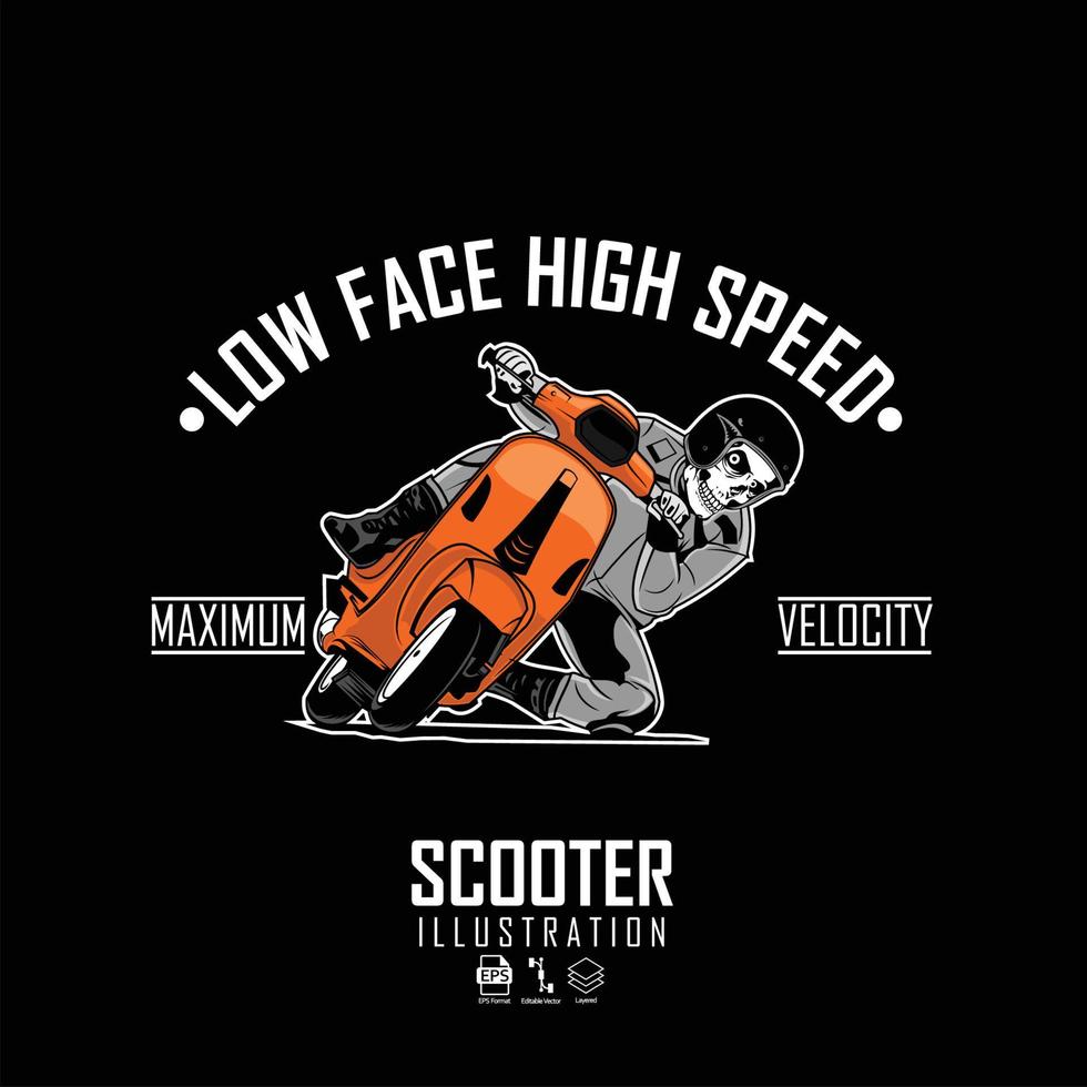 SCOOTER REBELION ILLUSTRATION WITH A BLACK  BACKGROUND.eps vector