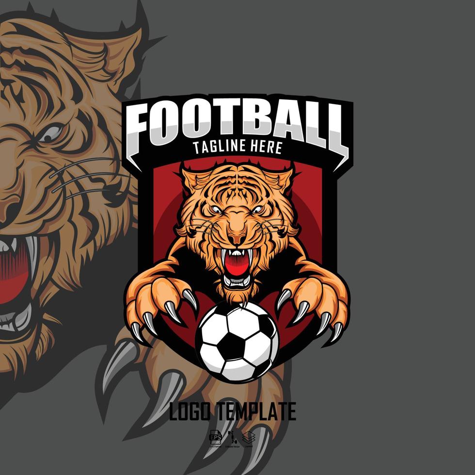 TIGER HEAD LOGO TEMPLATE WITH A GRAY BACKGROUND.eps vector
