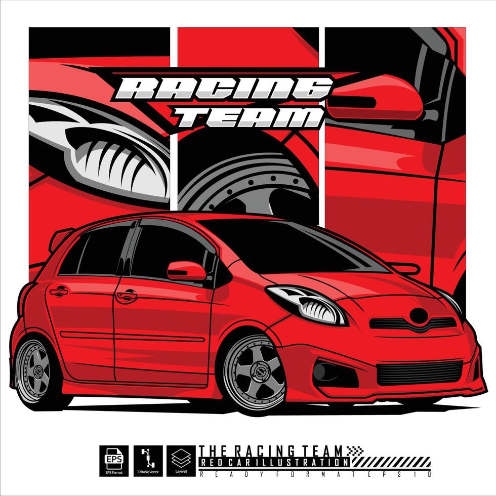 RED CAR ILLUSTRATION, READY FORMAT EPS 10 vector